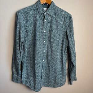 Rue Saint-Patrick Men's Long Sleeve Allover Button Up Casual Dress Shirt Green M